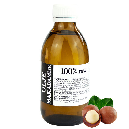 Macadamima-olie 100% Raw  (200 ml)